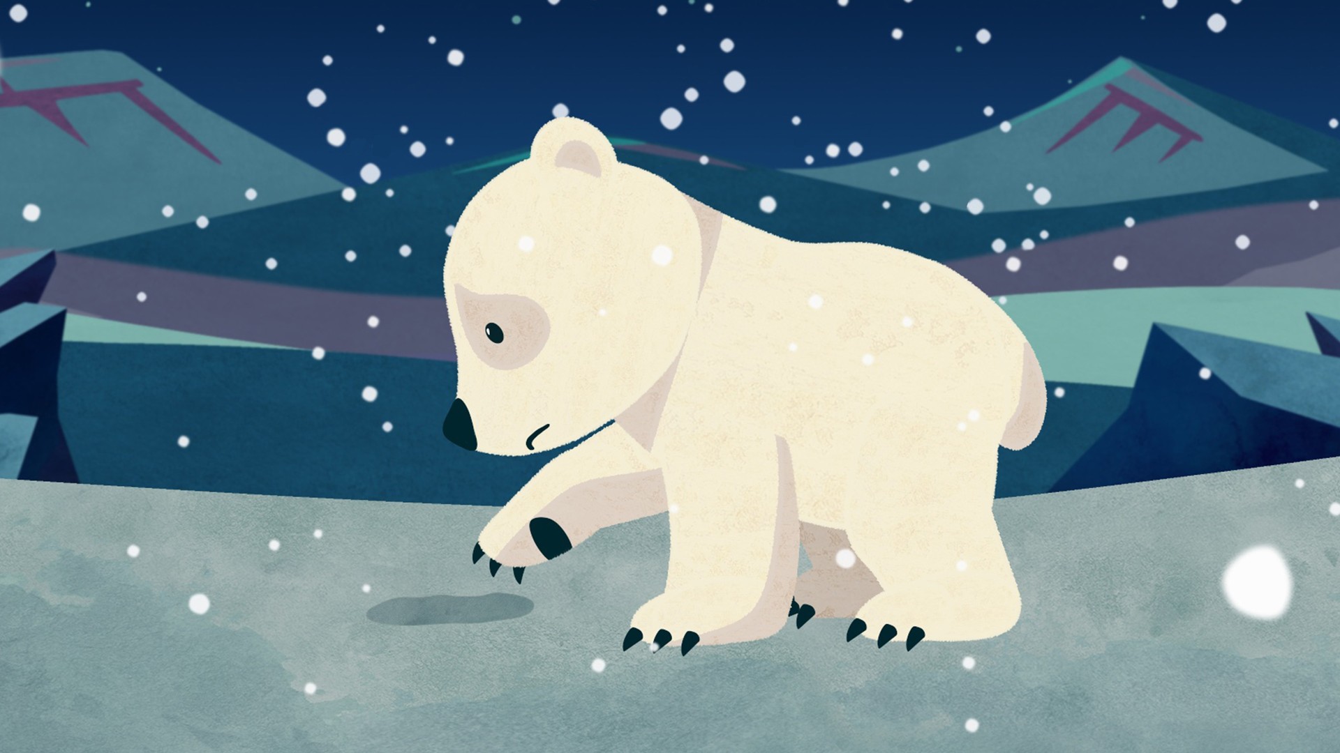 《小白熊的極光之歌》以小北極熊走過北極尋找媽媽為主題-圖片